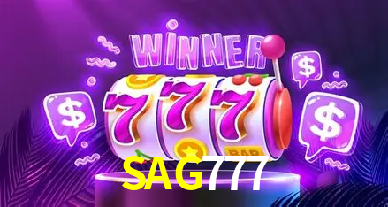 Una escena digital vívida inspirada en casino con SAG777 mostrado prominentemente, luces brillantes, fichas, cartas y acentos dorados.
